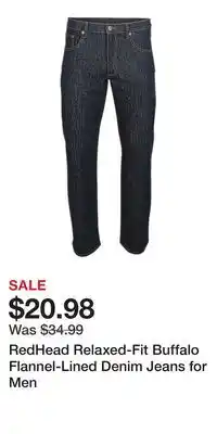 Cabela's RedHead Relaxed-Fit Buffalo Flannel-Lined Denim Jeans for Men offer