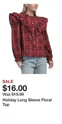 TJ Maxx Holiday Long Sleeve Floral Top offer