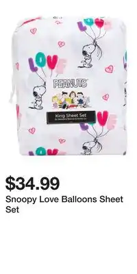 TJ Maxx Snoopy Love Balloons Sheet Set offer