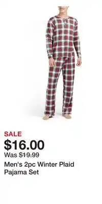 TJ Maxx Men's 2pc Winter Plaid Pajama Set offer