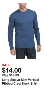 TJ Maxx Long Sleeve Slim Vertical Ribbed Crew Neck Shirt offer