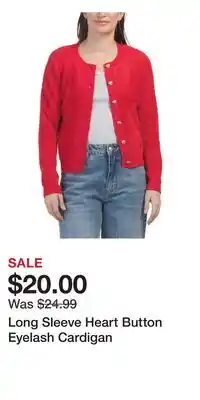 TJ Maxx Long Sleeve Heart Button Eyelash Cardigan offer