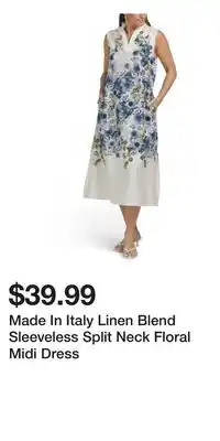 TJ Maxx Made In Italy Linen Blend Sleeveless Split Neck Floral Midi Dress offer