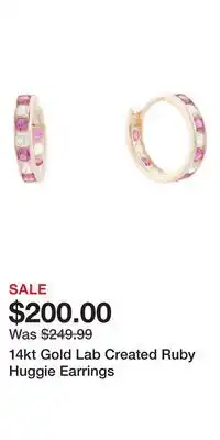 TJ Maxx 14kt Gold Lab Created Ruby Huggie Earrings offer