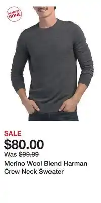 TJ Maxx Merino Wool Blend Harman Crew Neck Sweater offer