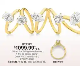 JC Penney 1-3/4 ct. t.w. lab-grown diamond 1-1/2 ct. center stone‡ offer