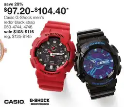 JC Penney Casio G-Shock men's redor black strap offer