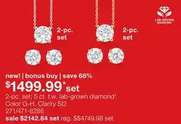 JC Penney 2-pc. set 5 ct. t.w. lab-grown diamond‡ Color G-H, Clarity SI2 offer