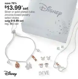 JC Penney Disney Silver gold-plated cubic zirconia boxed jewelry select styles offer