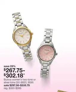 JC Penney Bulova women's two-tone or silver-tone offer