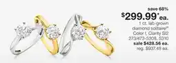 JC Penney 1 ct. lab-grown diamond solitaire § offer