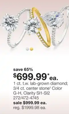 JC Penney 1 ct. t.w. lab-grown diamond offer