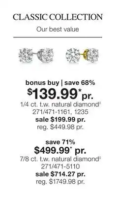 JC Penney Classic Collection 1/4 ct. t.w. natural diamond‡ offer