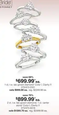 JC Penney 1 ct. t.w. lab-grown diamond‡ Color I, Clarity I1 offer