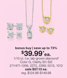 JC Penney 1/10 ct. t.w. lab-grown diamond§ Color G, Clarity SI1-SI2 offer