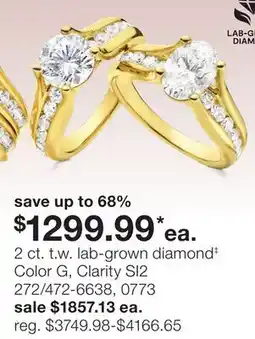 JC Penney 2 ct. t.w. lab-grown diamond‡ Color G, Clarity SI2 offer