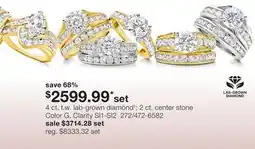 JC Penney 4 ct. t.w. lab-grown diamond‡ 2 ct. center stone Color G, Clarity SI1-SI2 offer