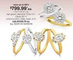 JC Penney 1 to 1-1/4 ct. t.w. lab-grown diamond‡ Color H-I, Clarity SI1-I1 offer