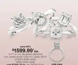 JC Penney 2-1/7 ct. t.w. lab-grown diamond 2 ct. center stone◊ Color H-I, Clarity SI2-I1 offer