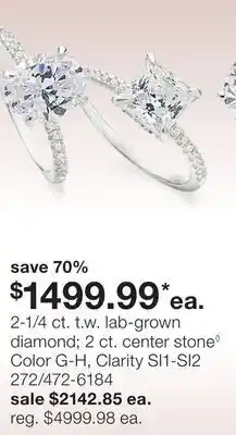 JC Penney 2-1/4 ct. t.w. lab-grown diamond 2 ct. center stone◊ offer