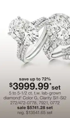 JC Penney 5 to 5-1/2 ct. t.w. lab-grown diamond◊ Color G, Clarity SI1-SI2 offer