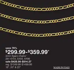 JC Penney 3mm figaro chains offer