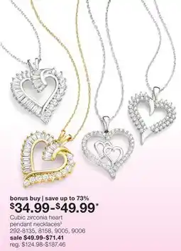 JC Penney Cubic zirconia heart pendant necklaces§ offer
