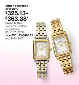 JC Penney Bulova Sutton women's two-tone or gold-tone offer