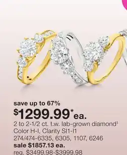 JC Penney 2 to 2-1/2 ct. t.w. lab-grown diamond‡ offer