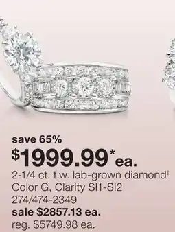 JC Penney 2-1/4 ct. t.w. lab-grown diamond‡ Color G, Clarity SI1-SI2 offer