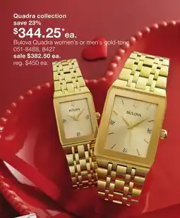 JC Penney Bulova Quadra women's or men's gold-tone offer