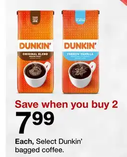 Target Select Dunkin' bagged coffee offer