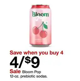 Target Bloom Pop 12-oz. prebiotic sodas offer