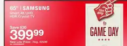 Target 65 Samsung Smart 4K UHD HDR Crystal TV offer