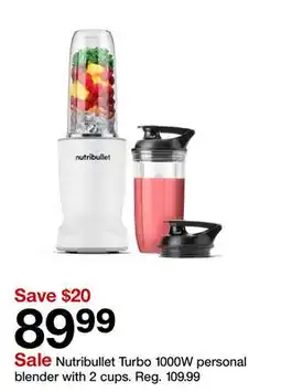 Target Nutribullet Turbo 1000W personal blender with 2 cups offer