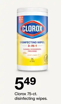 Target Clorox 75-ct. disinfecting wipes offer