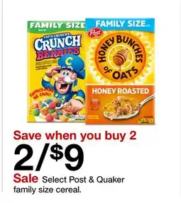 Target Select Post & Quaker family size cereal offer