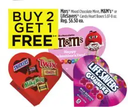 Dollar General Mars Mixed Chocolate Minis, M & M's or LifeSavers Candy Heart Boxes offer