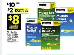 Dollar General DG health Mucus Relief or Mucus Relief DM offer