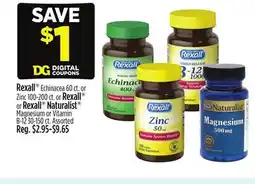 Dollar General Rexall Echinacea or Zinc or Rexall or Rexall Naturalist Magnesium or Vitamin offer