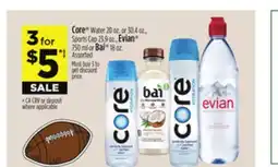 Dollar General Core Water or Sports Cap Evian or Bai offer
