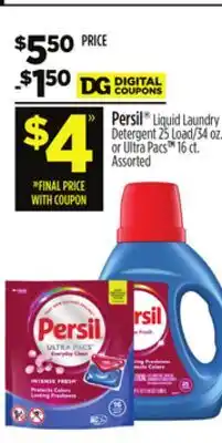 Dollar General Persil Liquid Laundry Detergent or Ultra Pacs offer