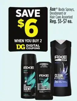 Dollar General Axe Body Sprays, Deodorant or Hair Care offer