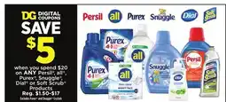 Dollar General Persil , all , Purex , Snuggle , Dial or Soft Scrub Products offer