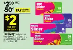 Dollar General True Living Slider Freezer Bags Gallon Quart Slider Storage Bags Gallon offer