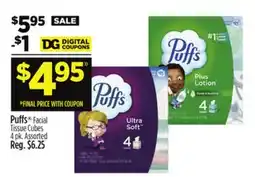 Dollar General Puffs Facial Tissue Cubes offer