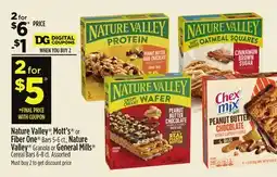 Dollar General Nature Valley , Mott's or Fiber One Bars, Nature Valley Granola or General Mills Cereal Bars offer