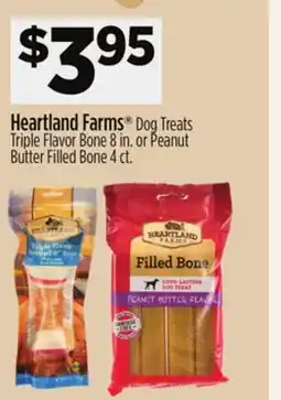 Dollar General Heartland Farms Dog Treats Triple Flavor Bone or Peanut Butter Filled Bone offer
