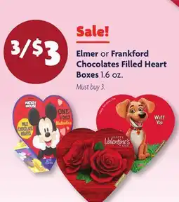 Family Dollar Elmer or Frankford Chocolates Filled Heart Boxes offer
