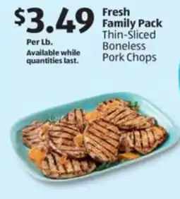 Aldi Fresh family pack thin-sliced boneless pork chops offer